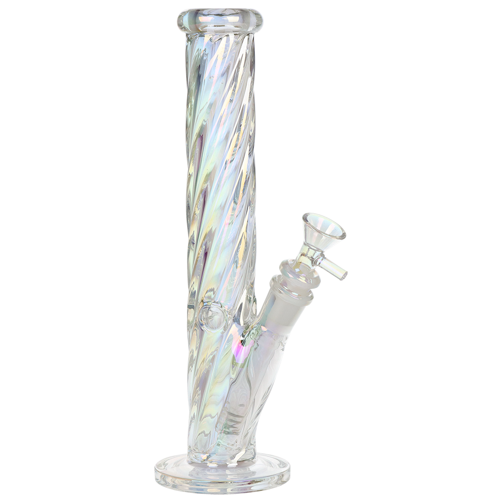 SeshGear Iridescent Twist Straight Tube Bong | Medium Size | Front View