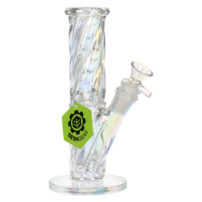 SeshGear Iridescent Twist Straight Tube Bong | Small Size | Front View