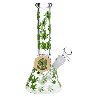 SeshGear Leafy Greens Beaker Bong | Front View with Tag