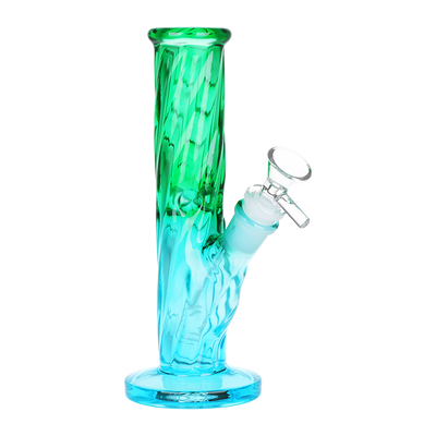 SeshGear Ombre Twist Straight Tube Bong | Green Blue
