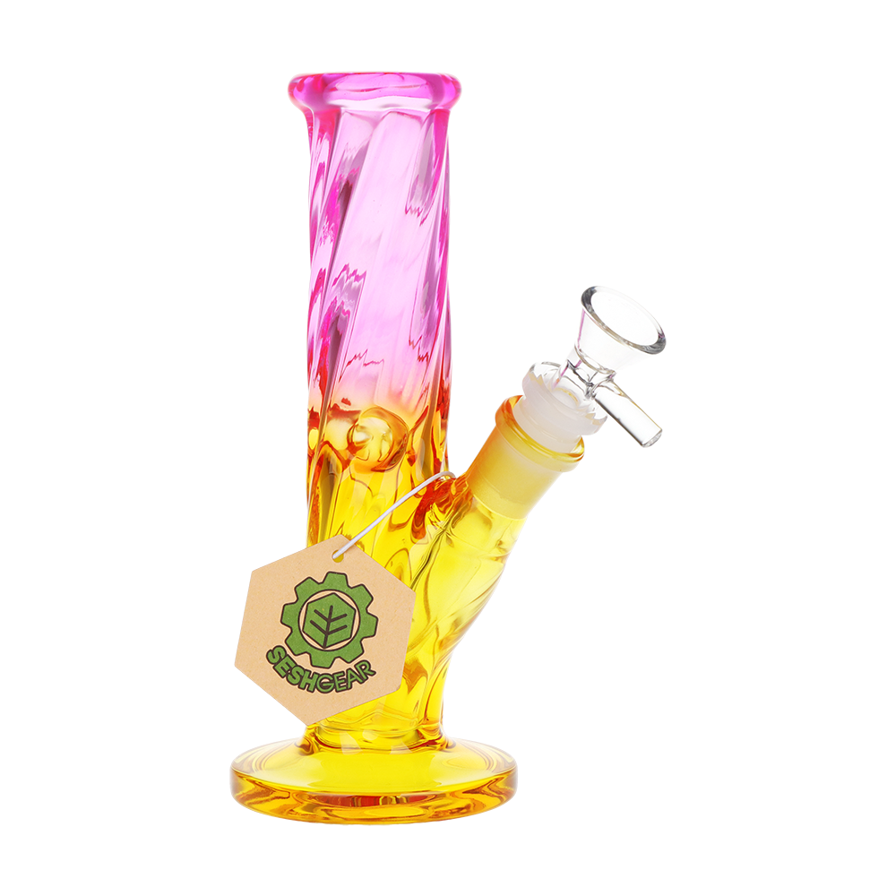 SeshGear Ombre Twist Straight Tube Bong | Pink Yellow