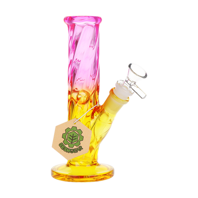 SeshGear Ombre Twist Straight Tube Bong | Pink Yellow