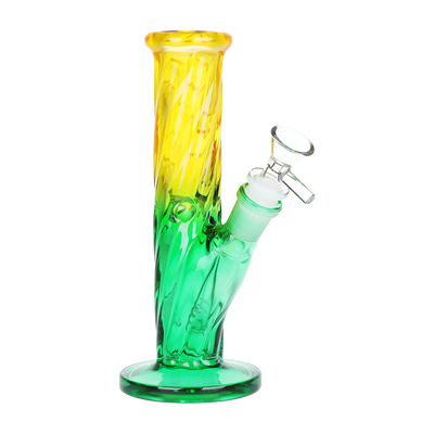 SeshGear Ombre Twist Straight Tube Bong | Yellow Green