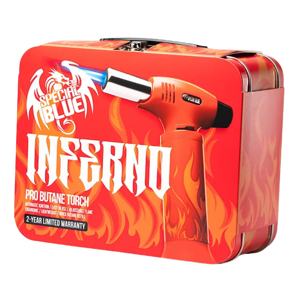 Special Blue Inferno Pro Torch Lighter | Flame On Red Travel Case