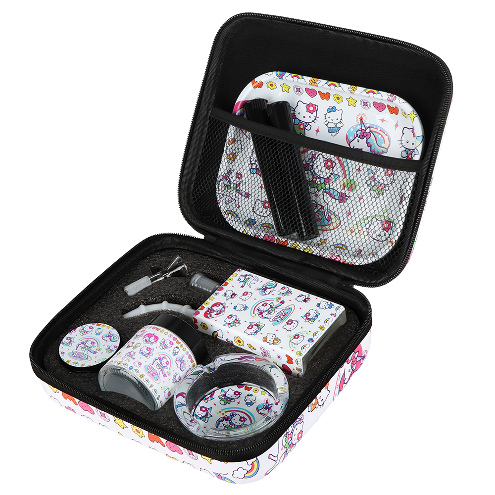 Unicorn Kitty Smoker's Travel Kit | Case Open View with Contents